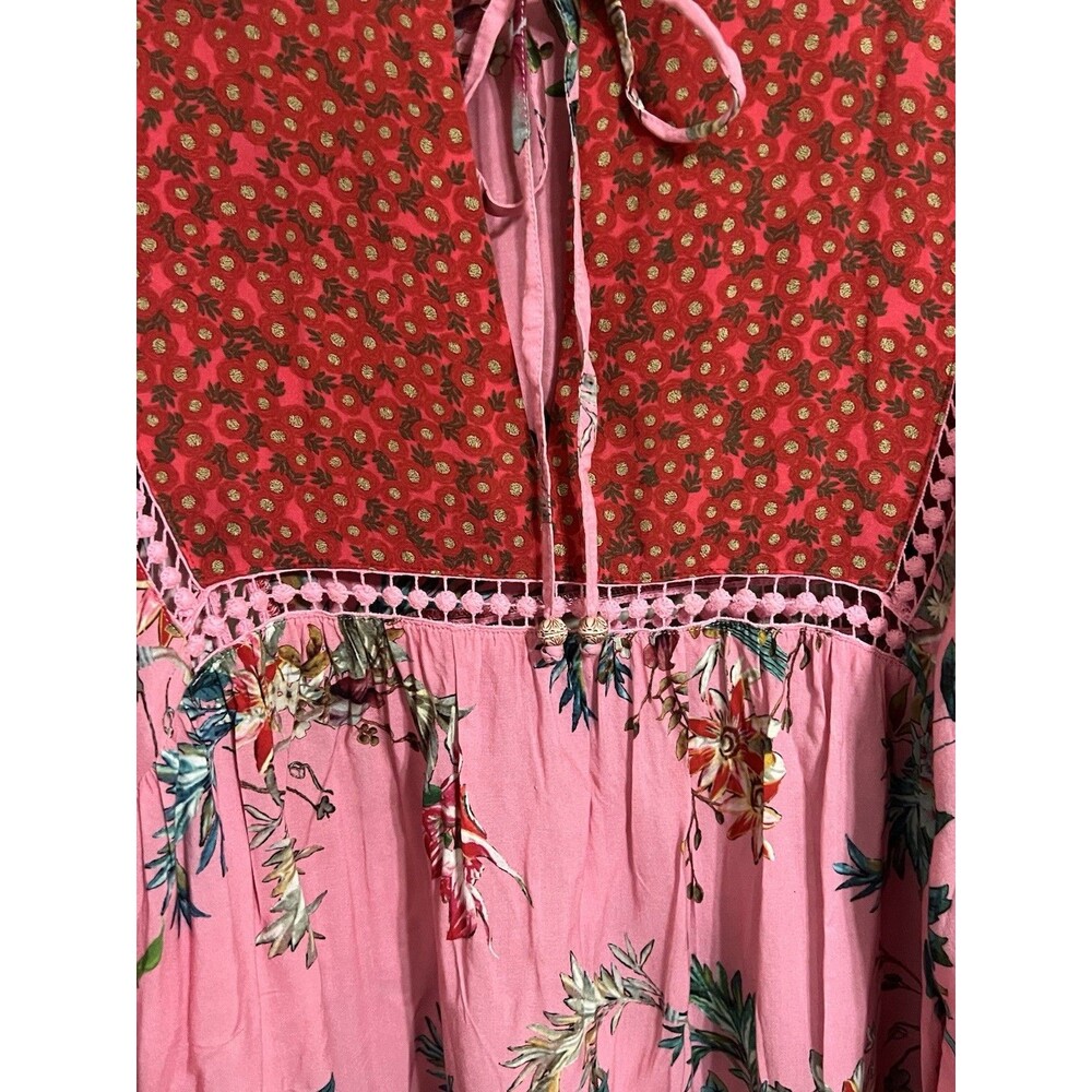 Johnny Was California Blouse Pink Button Up Floral Embroidered Oversized L - Picture 5 of 13